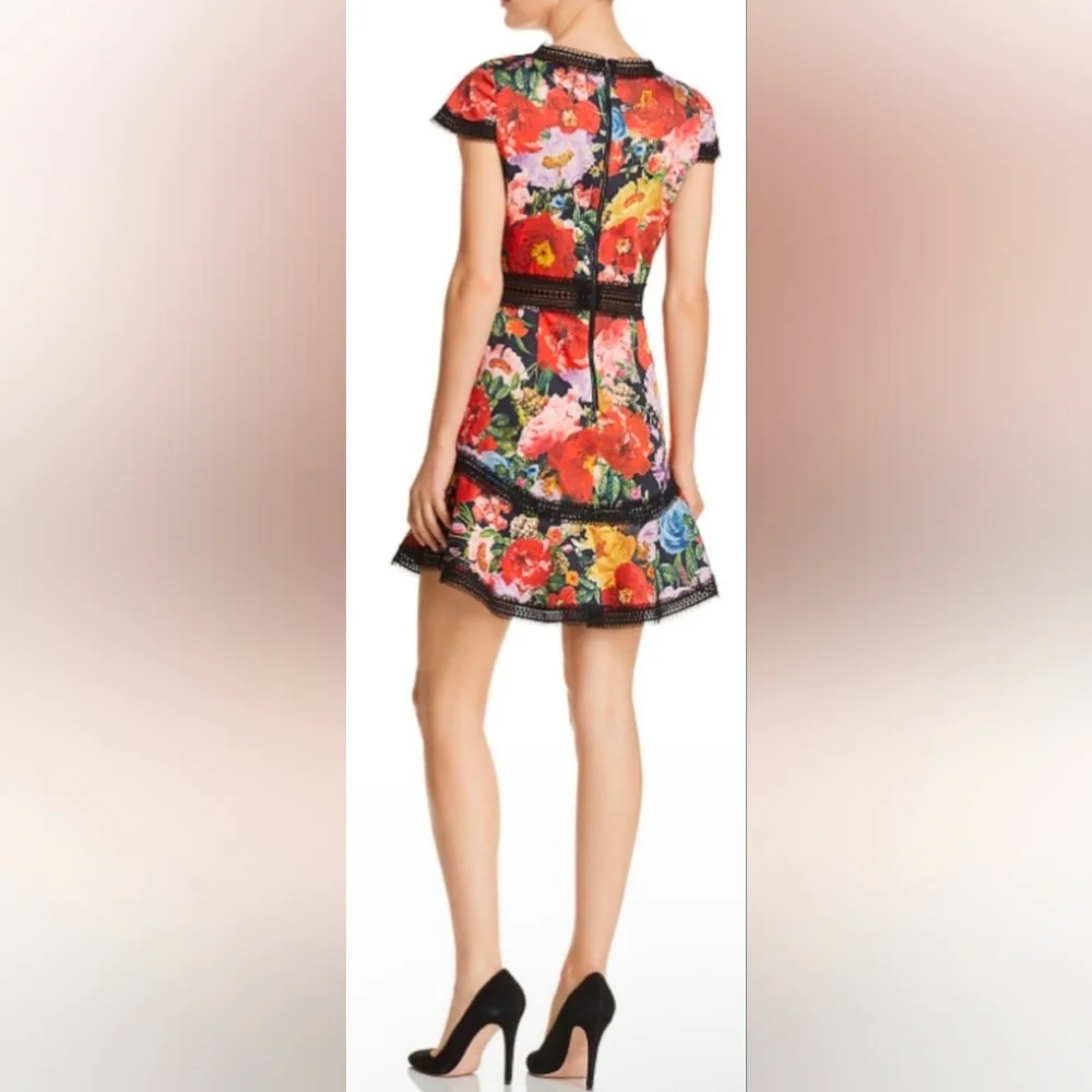 Alice + Olivia Rapunzel Fit and Flare Mini Dress in Blooming Garden - Picture 3 of 6